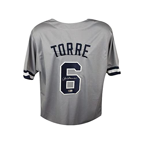 Joe Torre Autographed New York Gray Custom Baseball Jersey - BAS - 757 Sports Collectibles