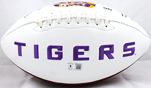 Devin White Autographed LSU Tigers Logo Football w/Insc.-Beckett W Hologram Black - 757 Sports Collectibles