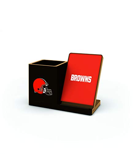 NFL Cleveland Browns Wireless Charger and Desktop Organizer, Team Color - 757 Sports Collectibles