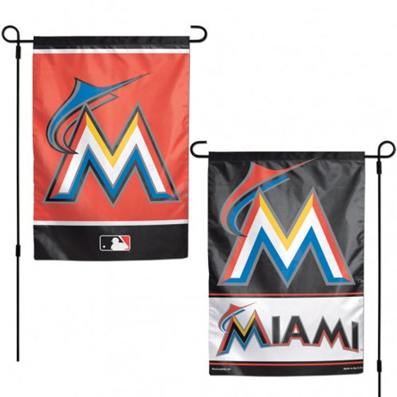 Miami Marlins Flag 12x18 Garden Style 2 Sided - Special Order