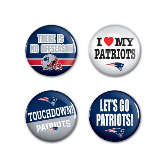 New England Patriots Buttons 4 Pack - Special Order