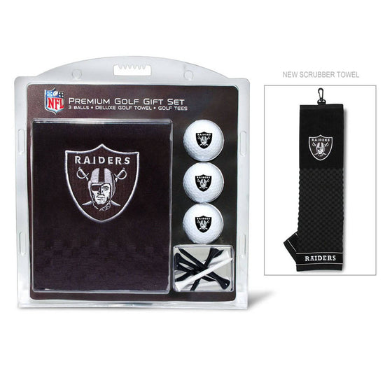 Oakland Raiders Embroidered Golf Towel, 3 Golf Ball, And Golf Tee Set - 757 Sports Collectibles
