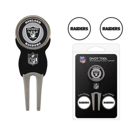 Oakland Raiders Divot Tool Pack With 3 Golf Ball Markers - 757 Sports Collectibles