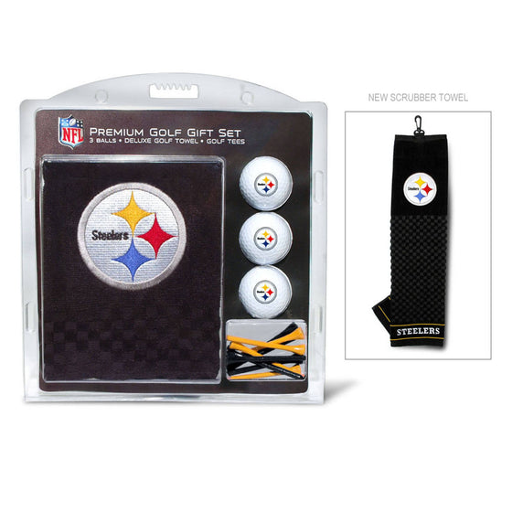 Pittsburgh Steelers Embroidered Golf Towel, 3 Golf Ball, And Golf Tee Set - 757 Sports Collectibles