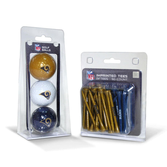 Los Angeles Rams 3 Golf Balls And 50 Golf Tees - 757 Sports Collectibles