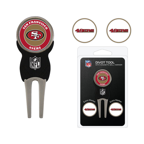 San Francisco 49ers Divot Tool Pack With 3 Golf Ball Markers - 757 Sports Collectibles