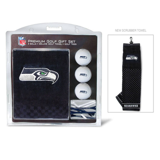 Seattle Seahawks Embroidered Golf Towel, 3 Golf Ball, And Golf Tee Set - 757 Sports Collectibles