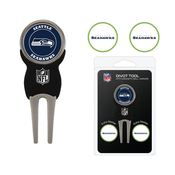 Seattle Seahawks Divot Tool Pack With 3 Golf Ball Markers - 757 Sports Collectibles