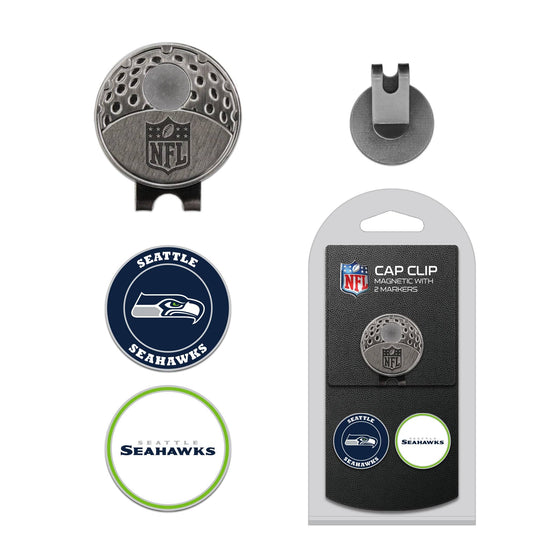 Seattle Seahawks Cap Clip With 2 Golf Ball Markers - 757 Sports Collectibles