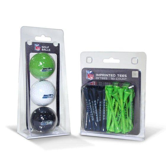 Seattle Seahawks 3 Golf Balls And 50 Golf Tees - 757 Sports Collectibles