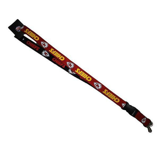 Kansas City Chiefs 1" Thick 2-Tone Lanyard Breakway Key Keychain Velcro - 757 Sports Collectibles