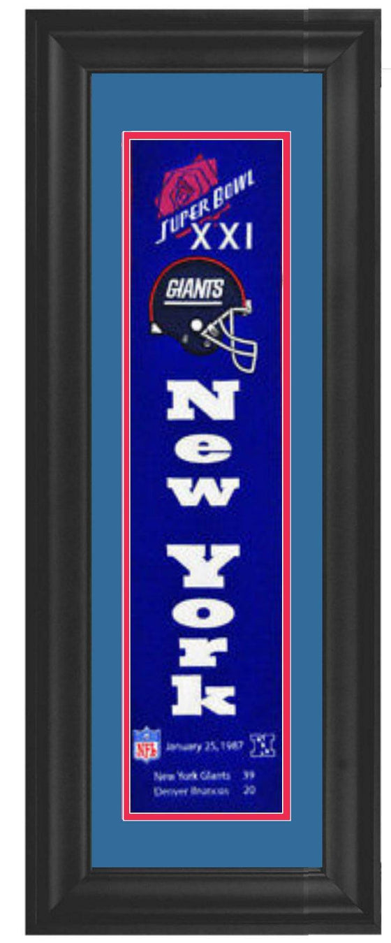 New York Giants Super Bowl XXI Champions Framed Heritage Banner 12x34 - 757 Sports Collectibles
