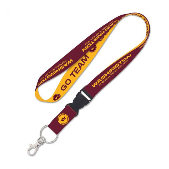 WASHINGTON FOOTBALL TEAM SLOGAN LANYARD W/DETACHABLE BUCKLE 1" - 757 Sports Collectibles