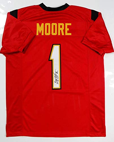 DJ Moore Autographed Red College Style Jersey- JSA W Authenticated 1