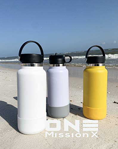 One MissionX Protective Silicone Sleeve Compatible with Hydro Flask 12 oz - 40 oz Water Bottles, Anti-Slip Bottom Boot Cover Accessories, BPA Free (White Clear, Fits 32 oz and 40 oz Bottles) - 757 Sports Collectibles