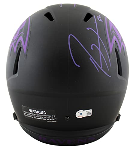 Ravens Ray Lewis Signed Eclipse Full Size Speed Rep Helmet w/Purple Sig BAS Wit - 757 Sports Collectibles