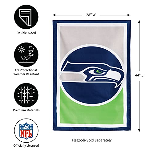 Team Sports America NFL Double Sided Seattle Seahawks House Flag Officially Licensed Sports Flag for Home Office Yard Sports Gift - 757 Sports Collectibles