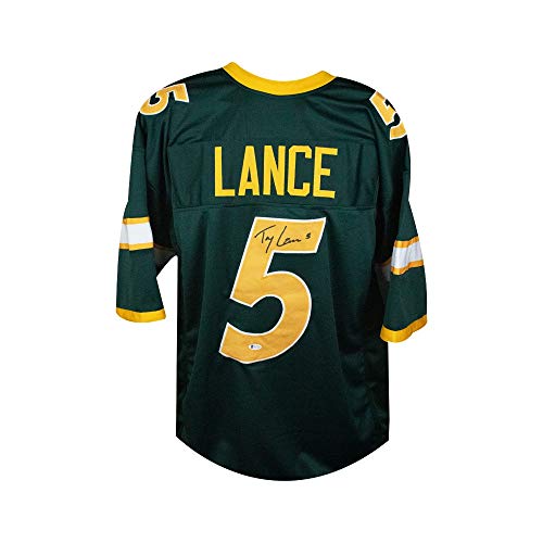 Trey Lance Autographed North Dakota State Custom Green Football Jersey - BAS COA - 757 Sports Collectibles