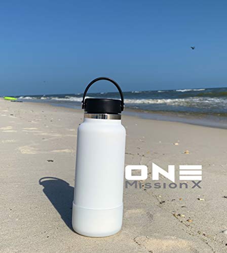 One MissionX Protective Silicone Sleeve Compatible with Hydro Flask 12 oz - 40 oz Water Bottles, Anti-Slip Bottom Boot Cover Accessories, BPA Free (White Clear, Fits 32 oz and 40 oz Bottles) - 757 Sports Collectibles