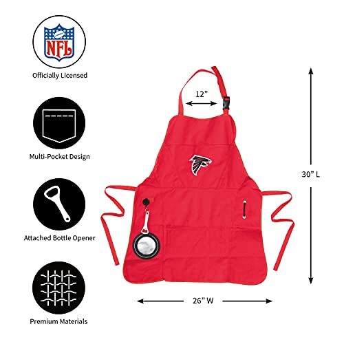 Team Sports America NFL Atlanta Falcons Ultimate Grilling Apron Durable Cotton with Beverage Opener and Multi Tool For Football Fans Fathers Day and More - 757 Sports Collectibles