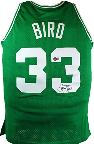 Larry Bird Autographed Celtics Green Mitchell&Ness Hardwood Classic Swingman Jersey- Beckett W Hologram Black - 757 Sports Collectibles