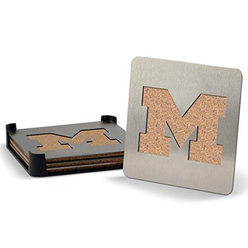 Michigan Wolverines Boaster Set of 4 Stainless Steel Cork Backed Coasters - 757 Sports Collectibles