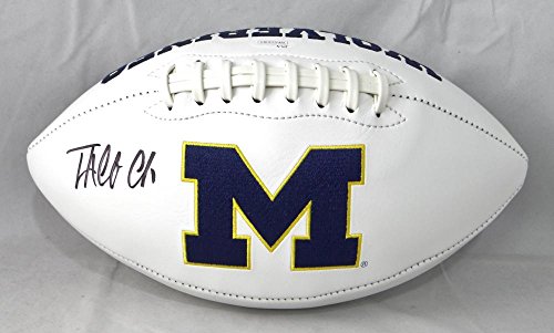 Taco Charlton Autographed Michigan Logo Football - JSA W Auth