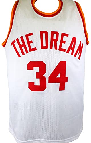 Hakeem Olajuwon Autographed White Stat Pro Jersey- JSA W Black - 757 Sports Collectibles