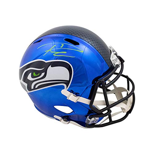 Russell WIlson Autographed Seahawks Chrome Replica Full-Size Football Helmet - BAS COA - 757 Sports Collectibles