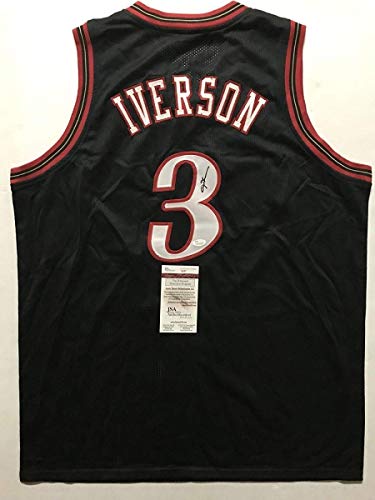 Autographed/Signed Allen Iverson Philadelphia Black Basketball Jersey JSA COA - 757 Sports Collectibles