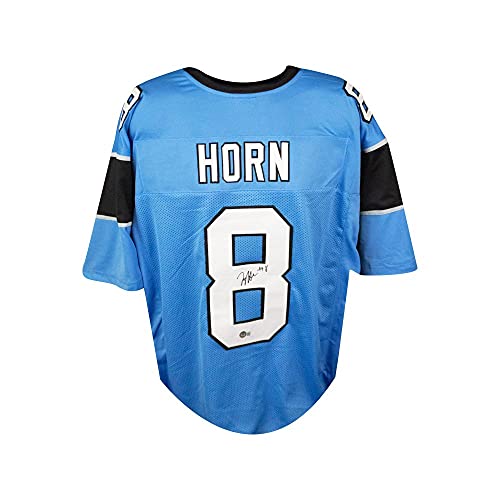 Jaycee Horn Autographed Carolina Panthers Baby Blue Custom Football Jersey - BAS COA - 757 Sports Collectibles