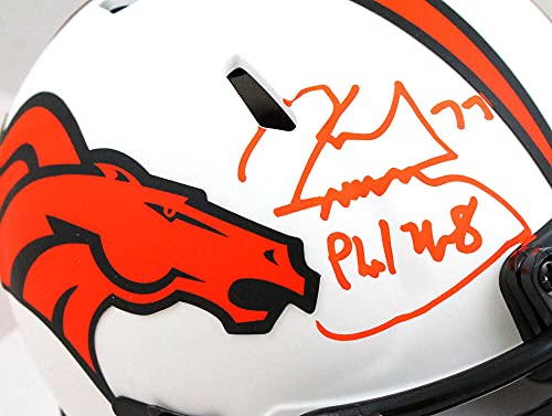 Karl Mecklenburg Autographed Denver Broncos Lunar Speed Mini Helmet- Beckett W Orange - 757 Sports Collectibles