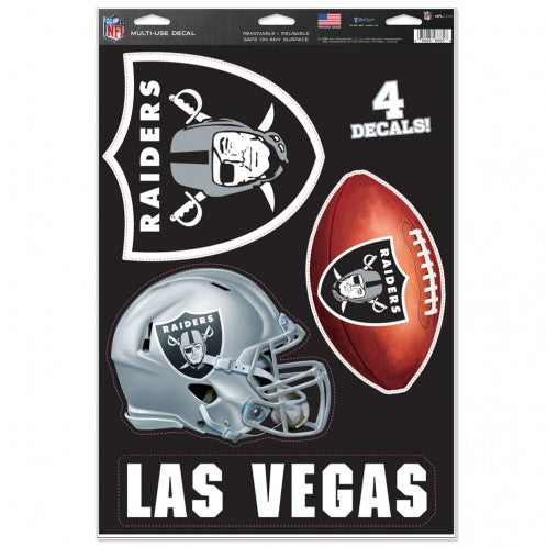 Las Vegas Raiders Multi Use Large Decals (4 Pack) Indoor/Outdoor Repositionable - 757 Sports Collectibles