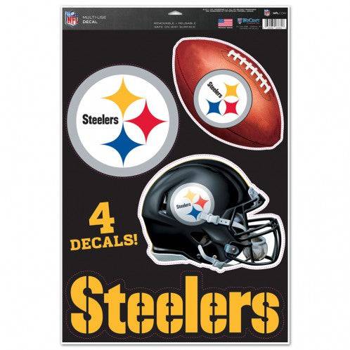 Pittsburgh Steelers Multi Use Large Decals (4 Pack) Indoor/Outdoor Repositionable - 757 Sports Collectibles