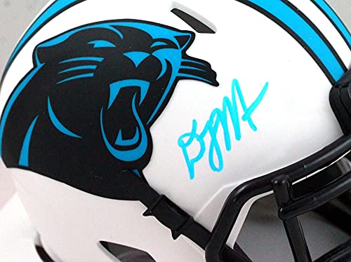 DJ Moore Autographed Carolina Panthers Lunar Speed Mini Helmet - Beckett W Baby Blue - 757 Sports Collectibles