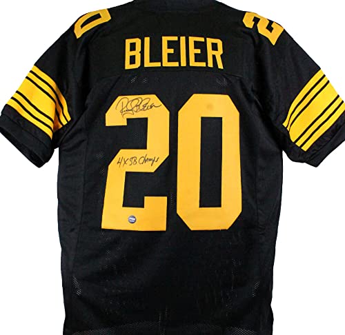 Rocky Bleier Autographed Black/Yellow # Pro Style Jersey w/ 4x SB Champs-Prova Black - 757 Sports Collectibles