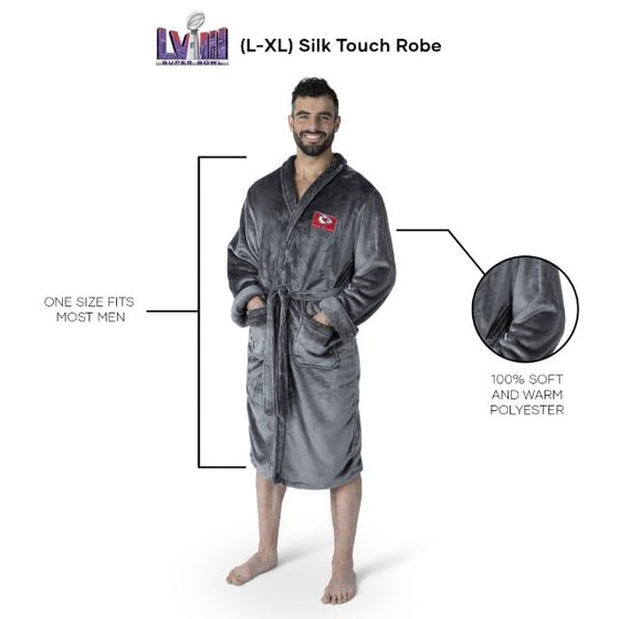 Northwest NFL Kansas City Chiefs Super Bowl LVIII Champions Silk Touch Bath Robe, Large/X-Large, Luminary Champs - 757 Sports Collectibles