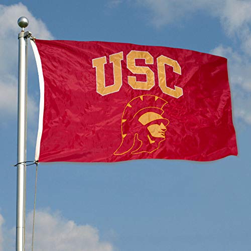 College Flags & Banners Co. USC Trojans Trojan Head Embroidered and Stitched Nylon Flag - 757 Sports Collectibles