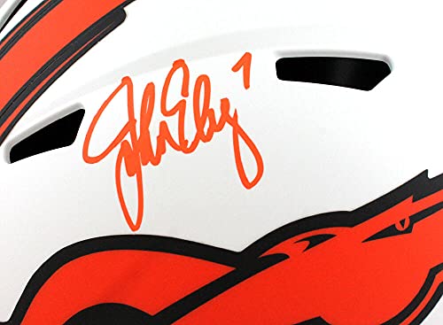 John Elway Autographed Denver Broncos Lunar Speed F/S Helmet- Beckett W Orange - 757 Sports Collectibles