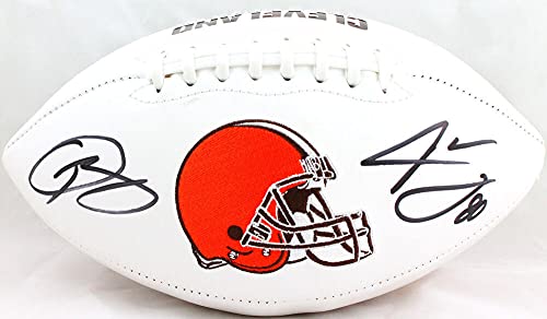 Jarvis Landry/Odell Beckham Autographed Browns Logo Football-Beckett W Holo Black - 757 Sports Collectibles