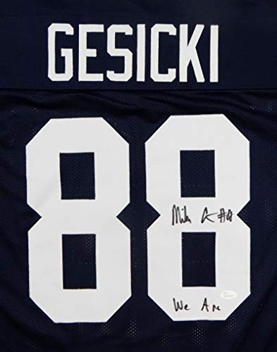 Mike Gesicki Autographed Navy College Style Jersey w/We Are -JSA Witness Auth R8 - 757 Sports Collectibles