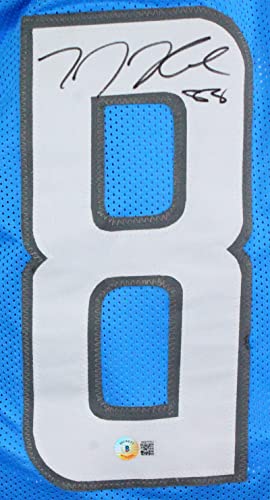 TJ Hockenson Autographed Blue Dbl. Stich Pro Style Jersey L8- Beckett W Hologram Black - 757 Sports Collectibles