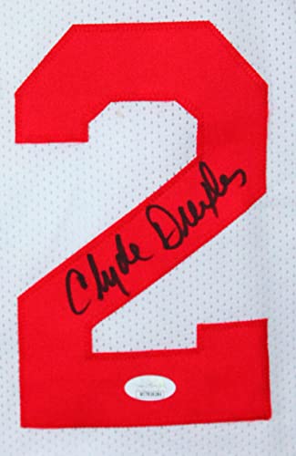 Clyde Drexler Autographed White Pro Style Jersey- JSA W Black - 757 Sports Collectibles