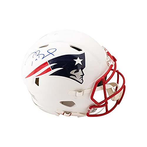 Tom Brady Autographed Patriots Flat White Authentic Full-Size Football Helmet - Fanatics LOA - 757 Sports Collectibles