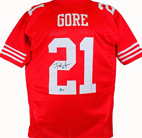 Frank Gore Autographed Red Pro Style Jersey-Beckett W Hologram Black - 757 Sports Collectibles