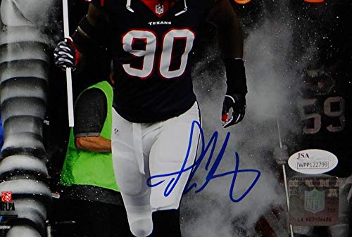 Jadeveon Clowney Autographed Houston Texans 8x10 PF Photo w/Flag- JSA W Auth Blue - 757 Sports Collectibles