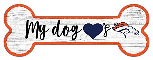 Fan Creations NFL Denver Broncos Unisex Denver Broncos Dog Bone Sign, Team Color, 6 x 12 - 757 Sports Collectibles