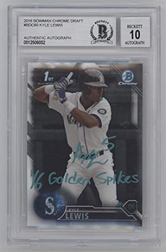 Kyle Lewis 16 Golden Spikes 2016 Bowman Chrome Draft Autographed Card #BDC60 - BAS 10 - 757 Sports Collectibles