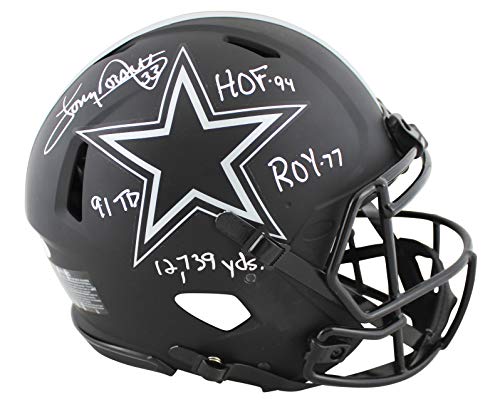 Cowboys Tony Dorsett"4x Stat" Signed Eclipse Full Size Speed Proline Helmet BAS - 757 Sports Collectibles