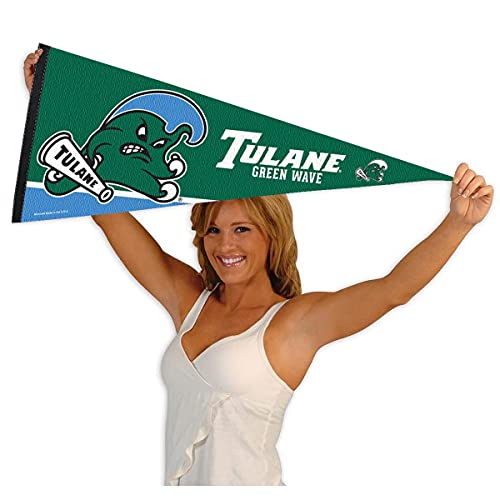 College Flags & Banners Co. Tulane Green Wave Pennant Full Size Felt - 757 Sports Collectibles